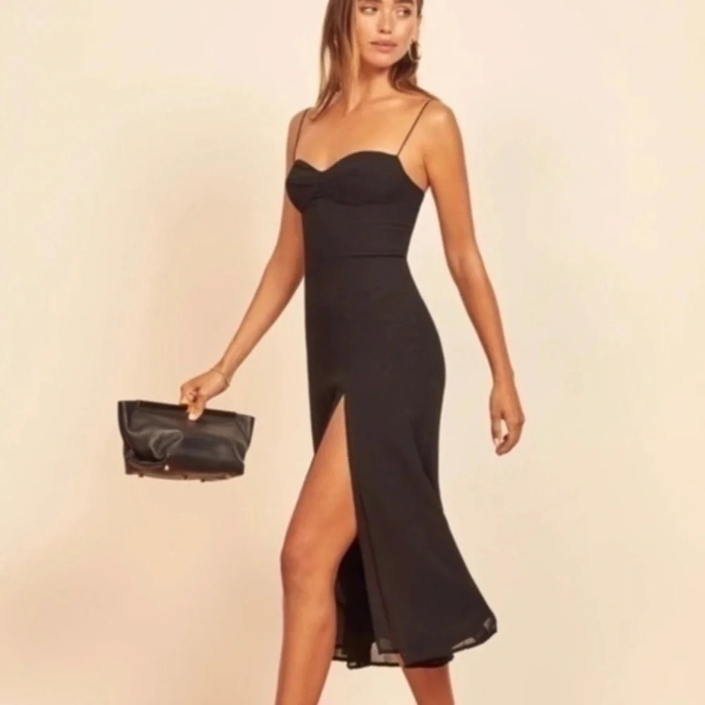 New Reformation Juliette Dress In Black Sz 10 B3288